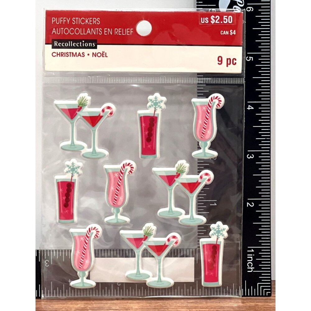 Recollections Christmas MARTINI PARTY CANDY Puffy Stickers COCKTAIL 56445181470